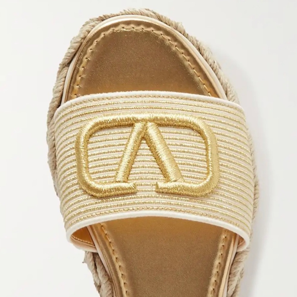 Valentino V Logo embroidered espadrille‎ slides - Picture 2 of 6